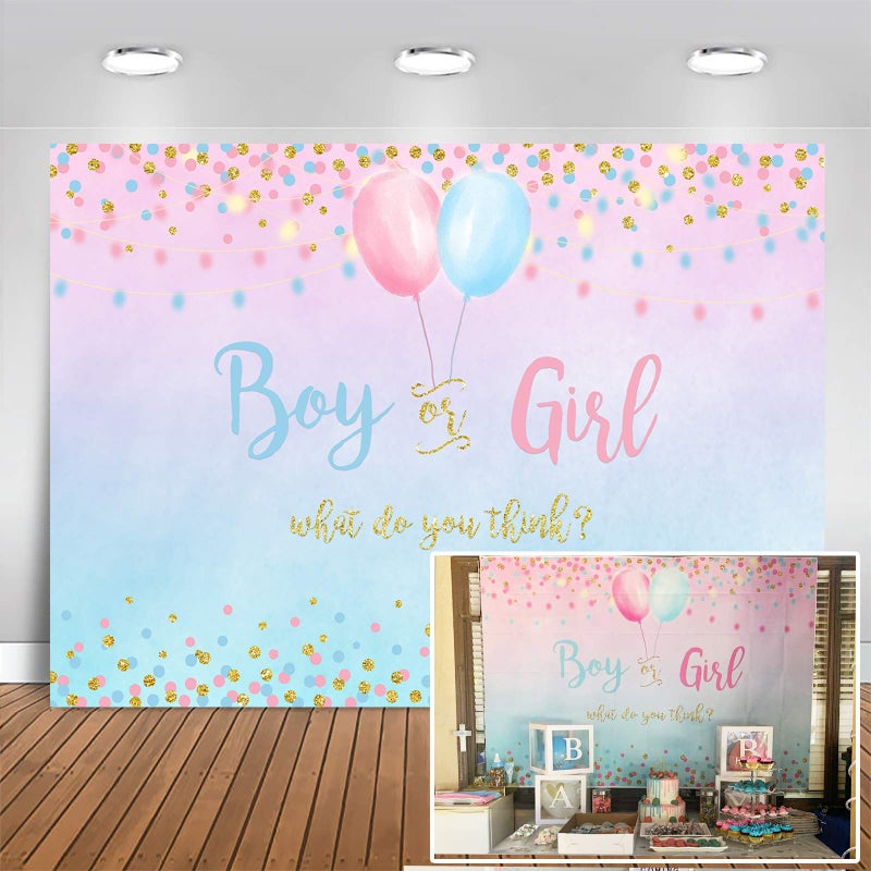 MANGO BPA Boy or Girl Gender Reveal Decoration Blue or Pink Dots Balloon Party Backdrop 7x5ft Vinyl Gender Reveal Banner Supplies - Image 2