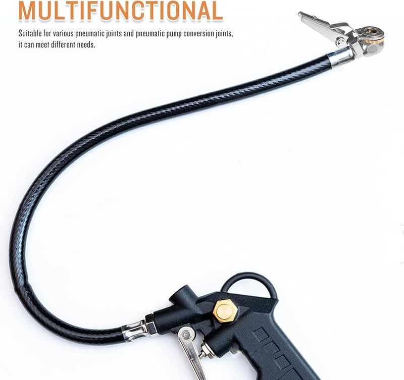 مشبك هواء فضي بقفل مع مشبك توصيل سريع لنفخ إطارات السيارات والشاحنات - Image 5