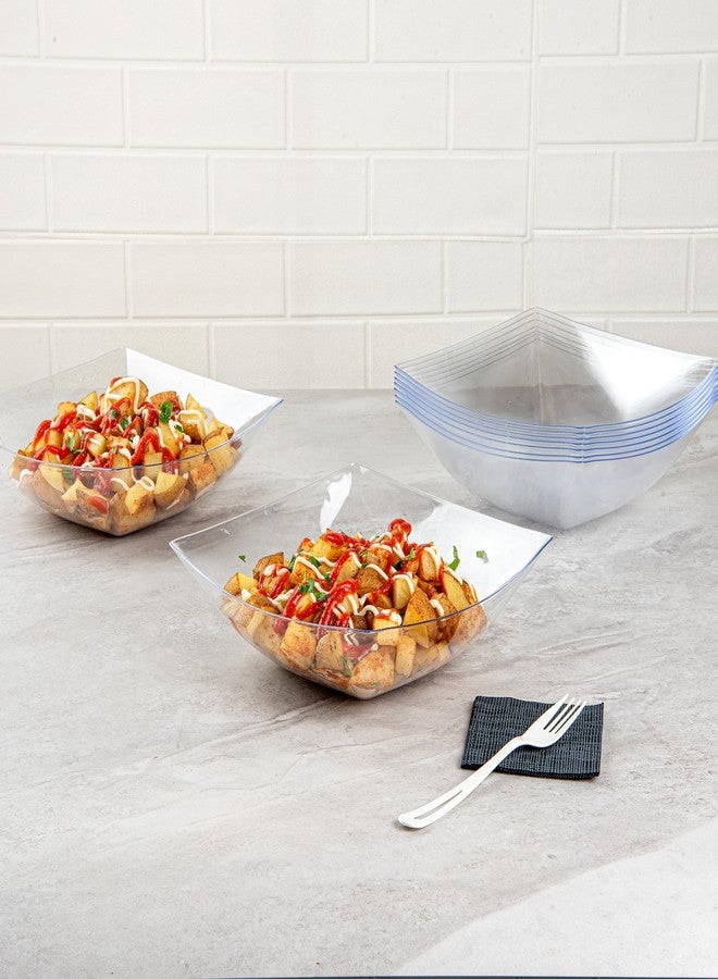 Restaurantware Moderna 64 Ounce Fancy Plastic Bowls 10 Square Disposable Salad Bowls - Durable Heavy-duty Clear Plastic Bowls For Warm And Cold Foods - Image 5