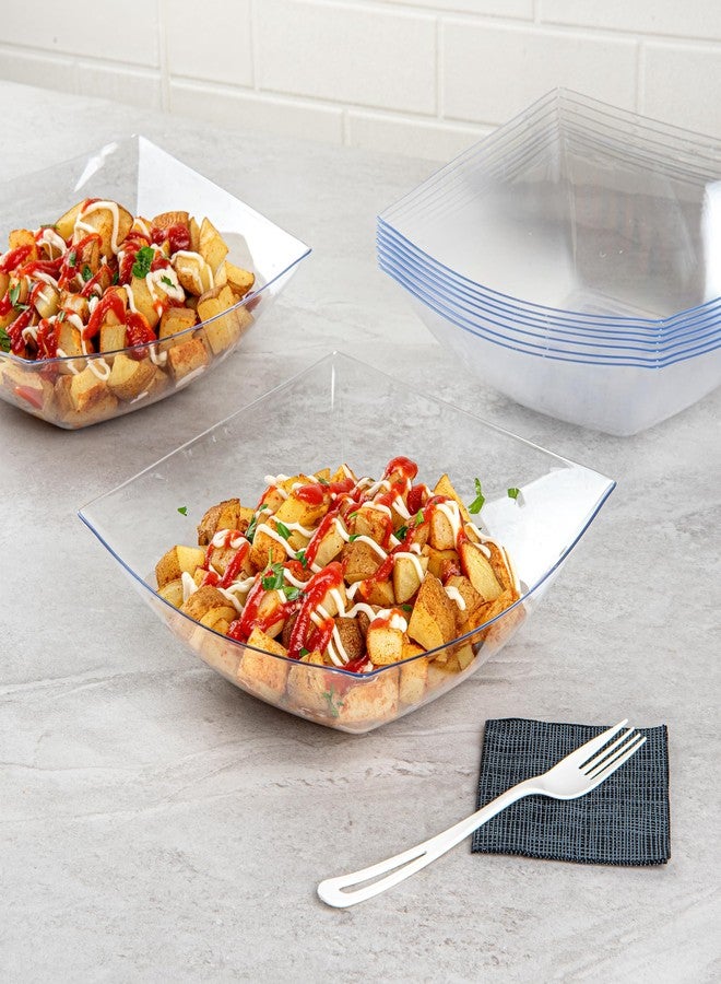 Restaurantware Moderna 64 Ounce Fancy Plastic Bowls 10 Square Disposable Salad Bowls - Durable Heavy-duty Clear Plastic Bowls For Warm And Cold Foods - Image 3