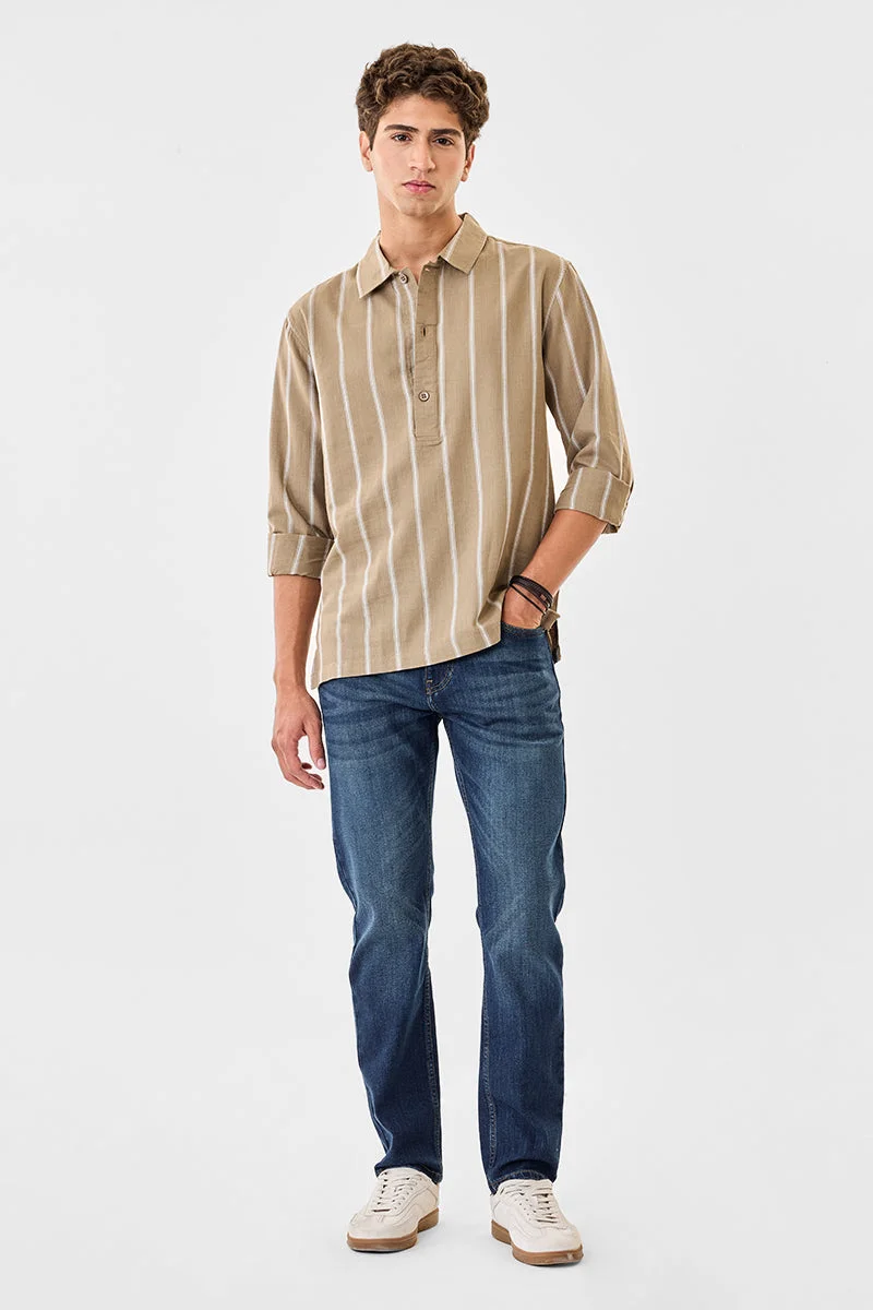 SNITCH Linen Blend Stripes Kurta Shirt
