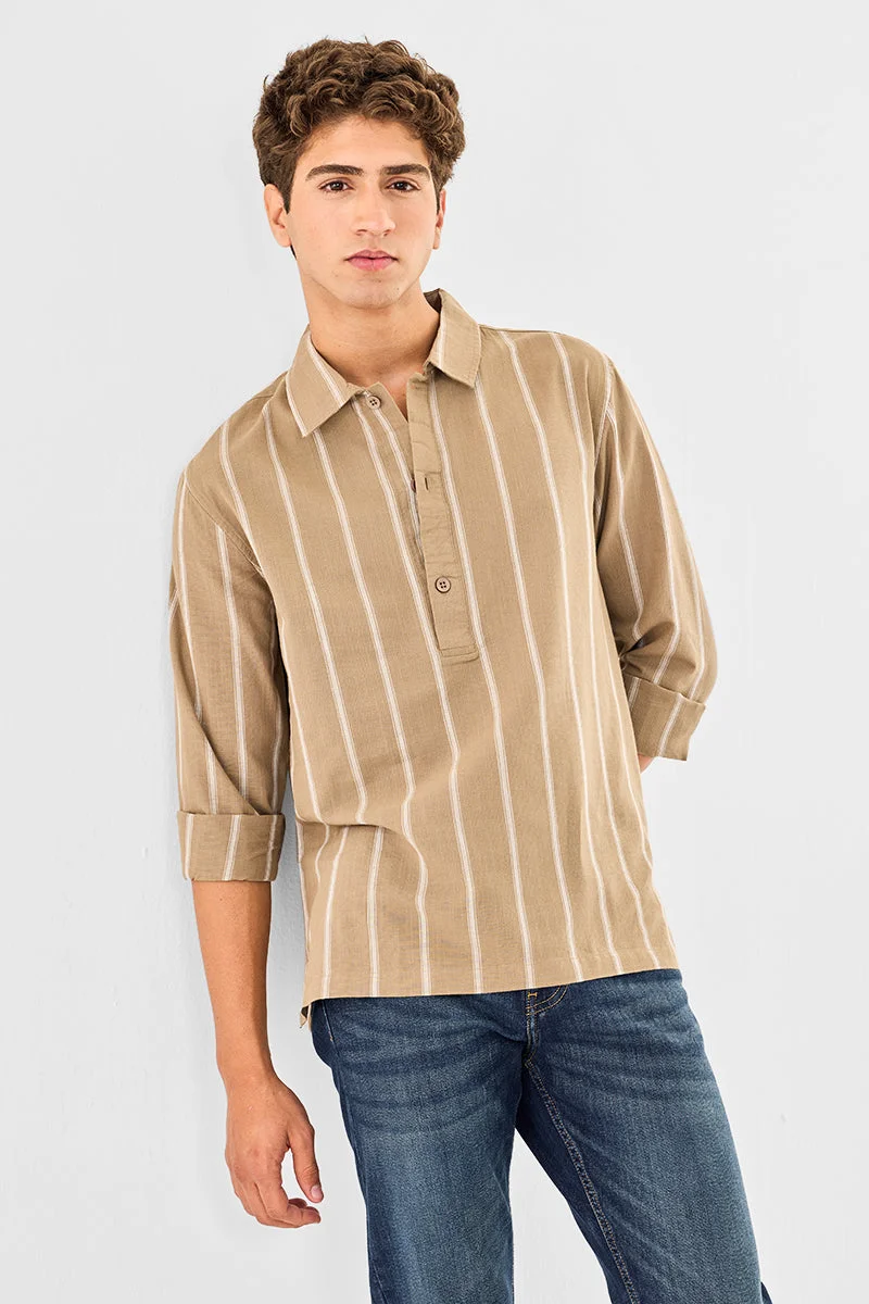 SNITCH Linen Blend Stripes Kurta Shirt