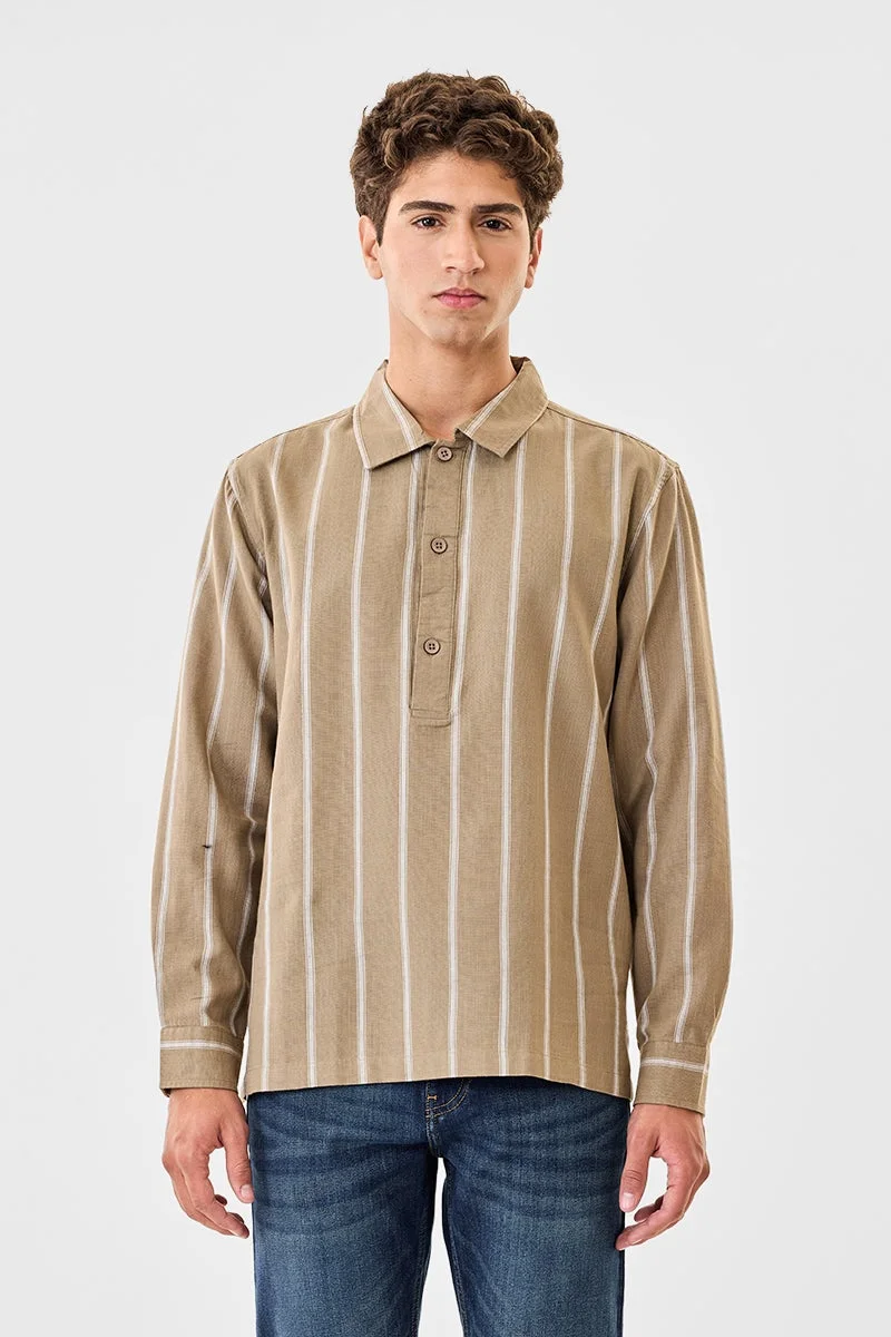 SNITCH Linen Blend Stripes Kurta Shirt