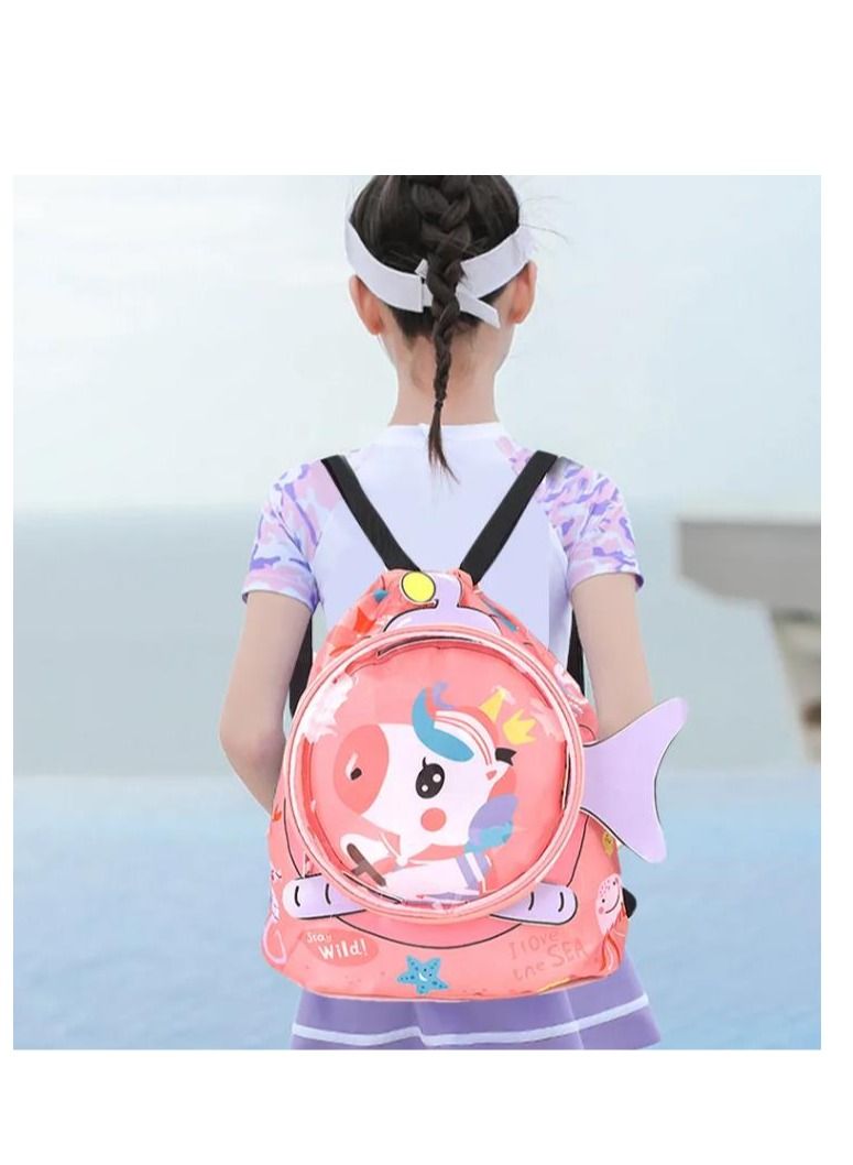 Y&D Children's Dry and Wet Separation Children's Swimming Bag, Beach Bag, Sports Fitness Bag, Portable Drawstring Backpack Waterproof Gym Sports Pool Beach Gear - Image 3