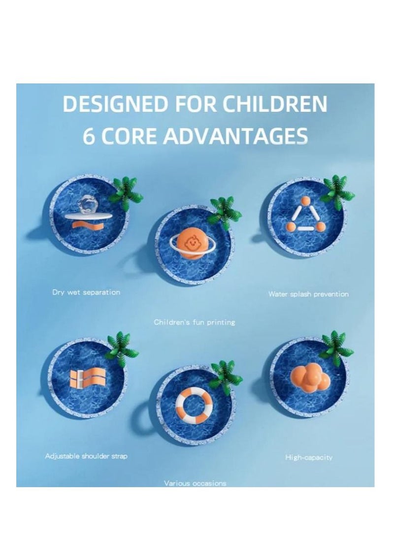 Y&D Children's Dry and Wet Separation Children's Swimming Bag, Beach Bag, Sports Fitness Bag, Portable Drawstring Backpack Waterproof Gym Sports Pool Beach Gear - Image 4