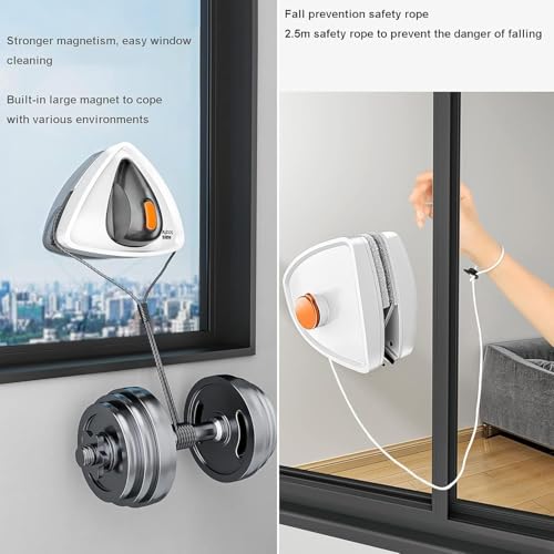 PERDANT Magnetic Window Cleaner Double Sided Glass Wiper Water-Filled Window Brush Washing Brush Tool Squeegee Washing Equipment with Safety Rope Brush Window Cleaning Tool Water Storage Function - Image 4