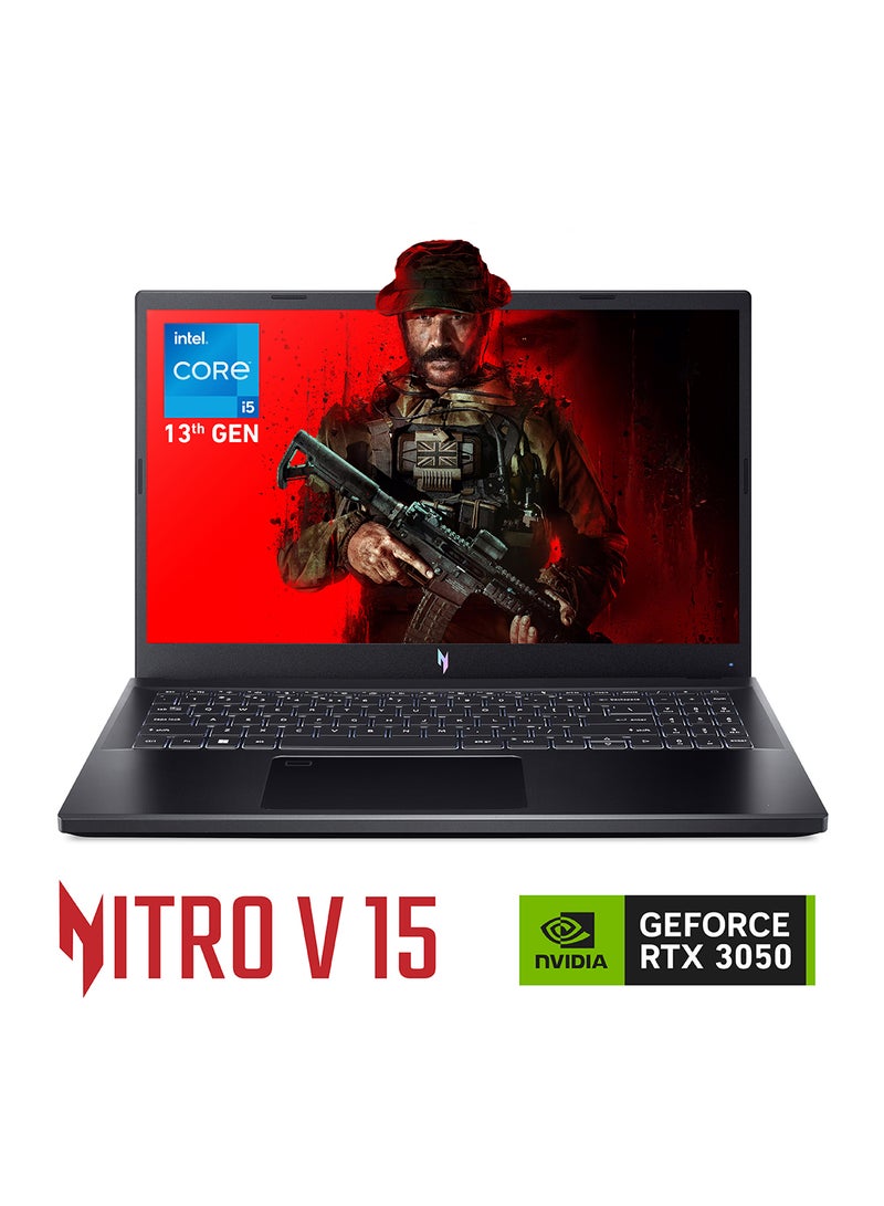 Acer Nitro V ANV15 Gaming Notebook 13Th Gen Intel Core i5-13420H Octa Core/8GB DDR5 RAM/512GB SSD Storage/6GB NVIDIA®GeForce®RTX 3050 Graphics/15.6 Inch FHD IPS 144Hz Display/Win 11 Home English/Arabic Obsidian Black - Image 1