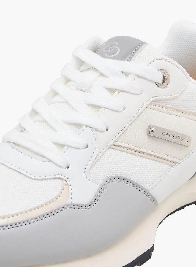 Celeste WHITE Women Panelled Lace-Up Sneakers for Women | Best Price UAE