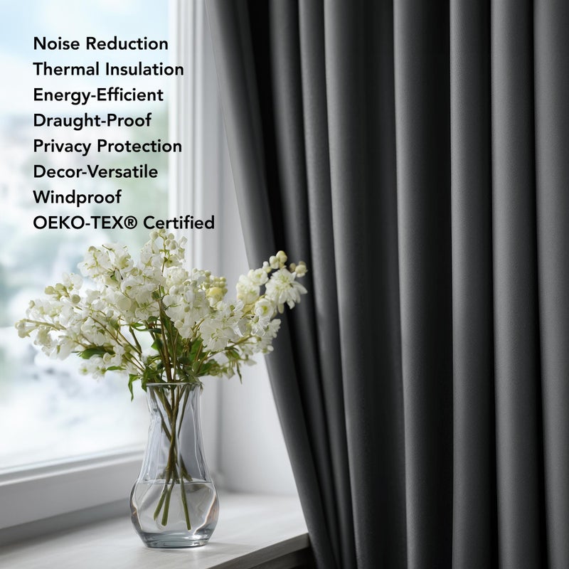 Deconovo Blackout Curtains for Bedroom, Thermal Insulated Room Darkening Grommet Window Drapes, Dark Gray, 42W x 84L Inch, Pack of 2 for Living Room & Nursery Privacy Panels - Image 2