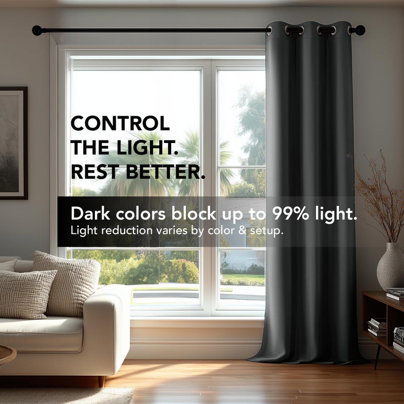 Deconovo Blackout Curtains for Bedroom, Thermal Insulated Room Darkening Grommet Window Drapes, Dark Gray, 42W x 84L Inch, Pack of 2 for Living Room & Nursery Privacy Panels - Image 3