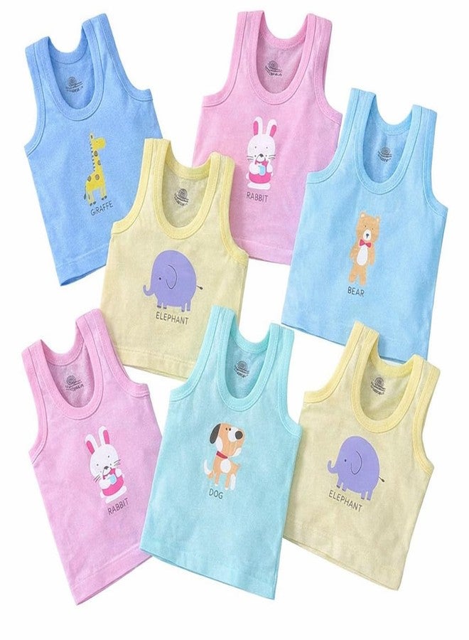 White Bubble Pack of 6 Kids Cotton Sando | Soft & Breathable Undershirts for Baby Boys & Girls | Summer Sleeveless Vest (in, Age, 4 Months, 6 Months, Regular) Multicolour