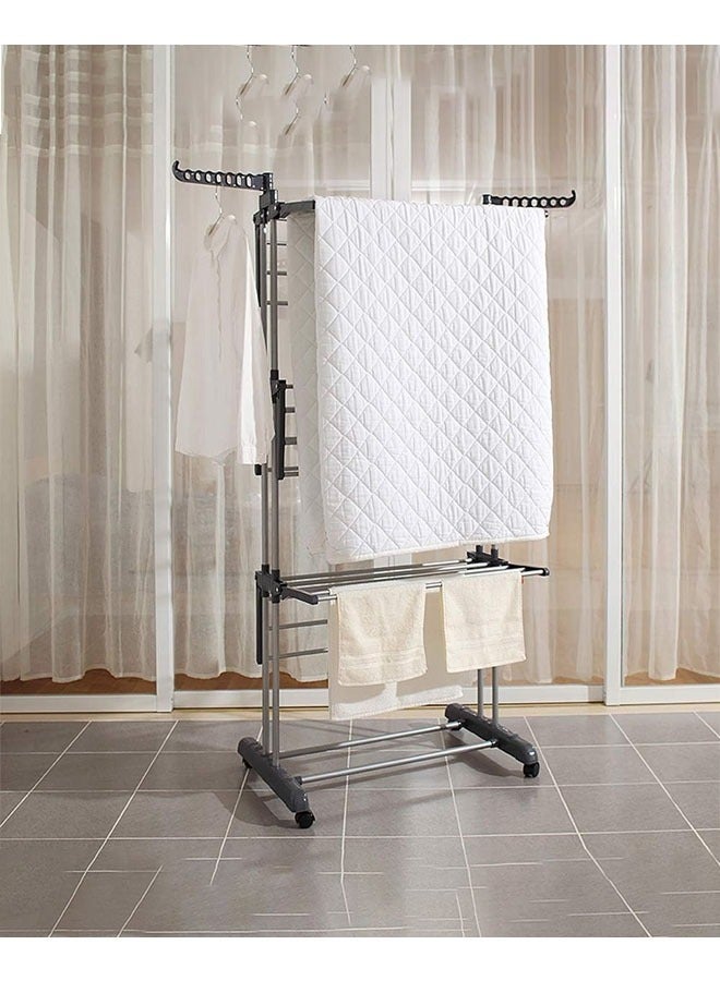 Taimi Pack Of 2 Foldable 3-Tier Clothes Drying Rack for Laundry Silver/Gray - Image 5