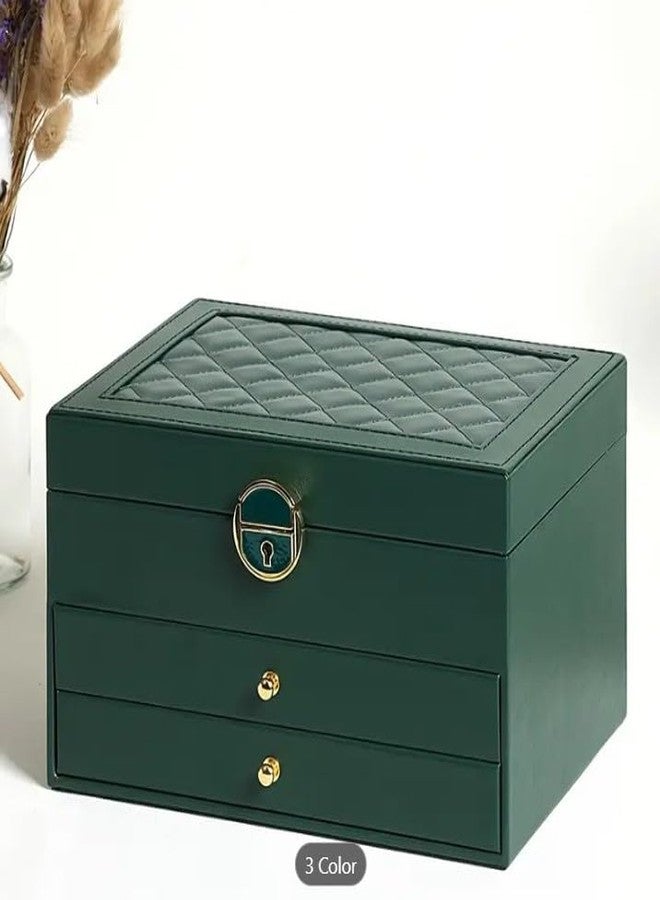 Dratal Jewelry Organizer Box for Women Girls, 3-Tier Large Jewelry Organizer with Lock for Necklaces Rings Earrings Bracelets, PU Leather & Soft Velvet Lined - Image 5