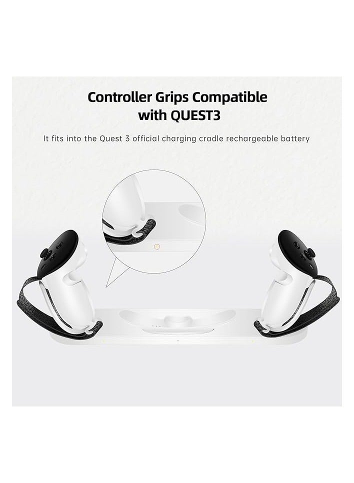 راكسوم مقابض وحدة التحكم لـ Oculus Quest 3 - أغطية مقبض سيليكون VR غير قابلة للانزلاق مع أشرطة مفصل قابلة للتعديل، متوافقة مع قاعدة الشحن والبطارية الرسمية - واقي ملحقات الواقع الافتراضي  - Image 3