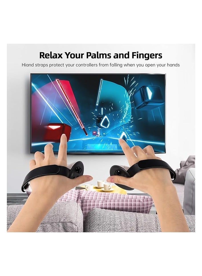راكسوم مقابض وحدة التحكم لـ Oculus Quest 3 - أغطية مقبض سيليكون VR غير قابلة للانزلاق مع أشرطة مفصل قابلة للتعديل، متوافقة مع قاعدة الشحن والبطارية الرسمية - واقي ملحقات الواقع الافتراضي  - Image 5