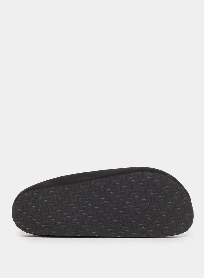 Styli Styli Plain Round Toe Faux Suede Clog Sandals