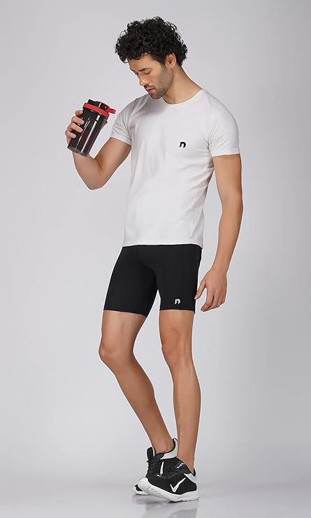 NEVER LOSE Gym Compression Men's Skin Tight Shorts with Mobile Pocket for Gym, Running, Cycling, Swimming, Cricket, Yoga, Football & Many More Sports (in, Alpha, M, Regular, Black) - Image 3