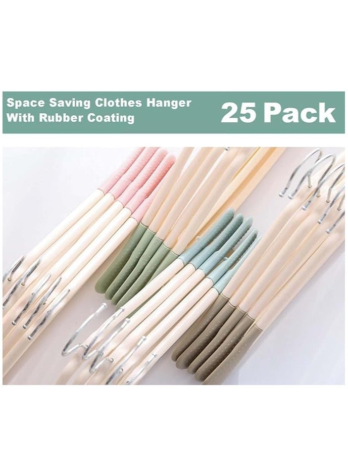 TYCOM Clothes Hangers 25 Pack Heavy Duty Durable Standard Clothes Hanger Plastic Suit Coat Shirt Hangers Space Saving Clothes Hanger with Rubber Coating 25 Pieces Blue. - Image 2