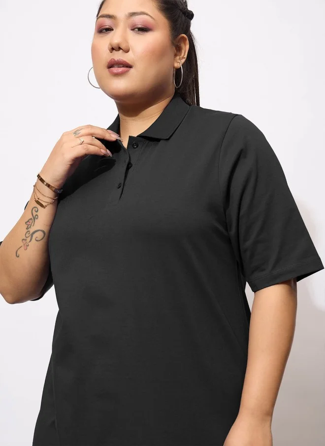 ساسافراس Black Cotton Midi Dress For Women