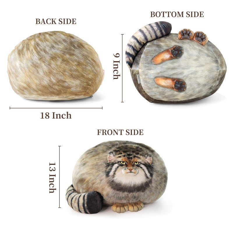 Sew Butiful Pallas Cat Stuffed Animal, 45cm/18inch Steppe Cat Plush Cute Plushies for Girls,Kitten Soft Plush Throw Pillow Doll Big Plush Toy Decoration Doll Gift for Kids, Boys, Girls Birthday Christmas - Image 2