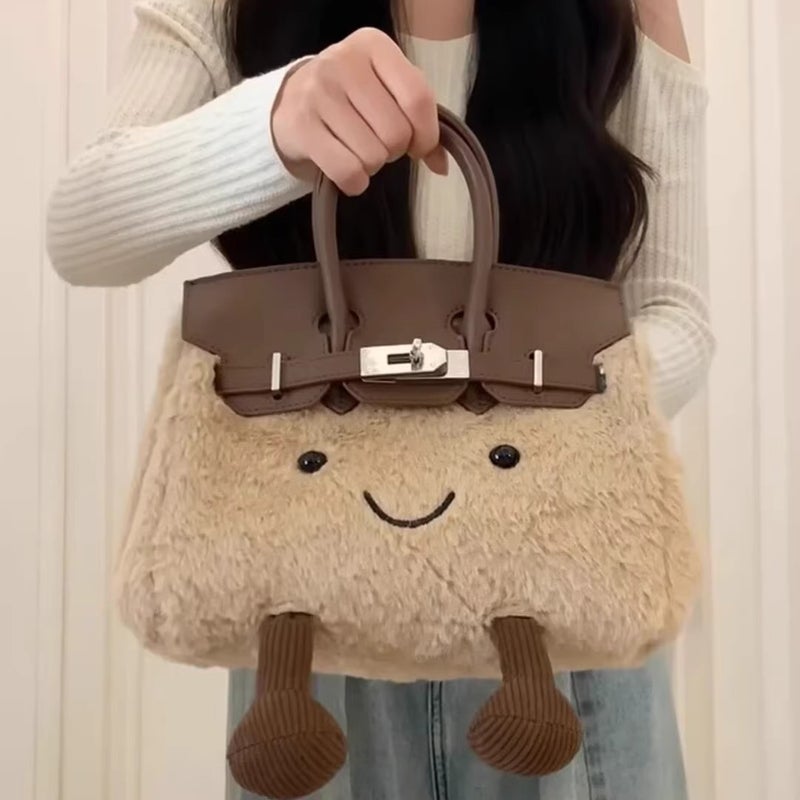 Plush Smiley Face Women's Shoulder Bag 2025 - Image 4