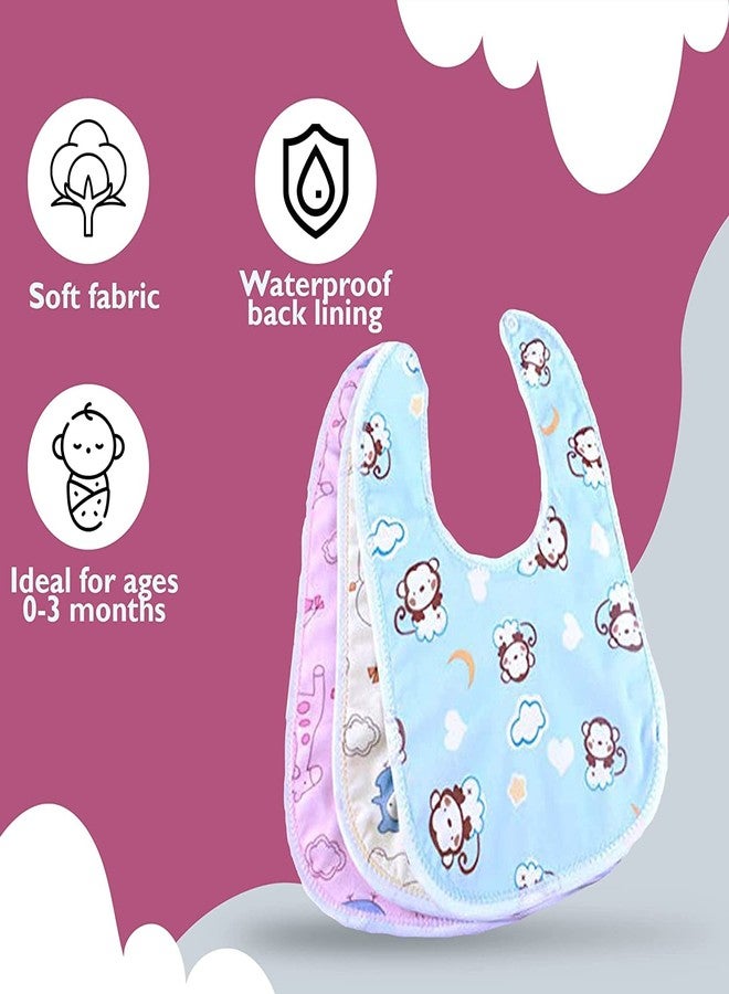 NAVYZONE Baby Bibs For Feeding & Weaning Babies | 0-2 Year Babies| (Printed Button Bibs - Pack Of 3) - Image 2