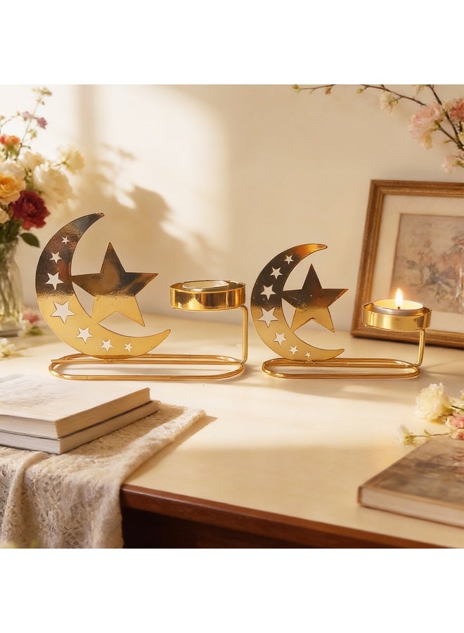 Star and Moon Standing Candle Stand - Ideal for holiday home decoration. Tea wax and fine candle holder for handicrafts. - Image 1