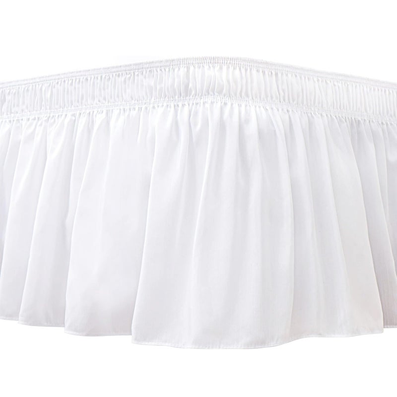 Biscaynebay Biscaynebay Wrap Around Bed Skirts for Queen Beds with Short Drop of 12 White Adjustable Elastic Dust Ruffles Easy Fit Wrinkle Resistant Silky Luxurious Fabric Machine Washable