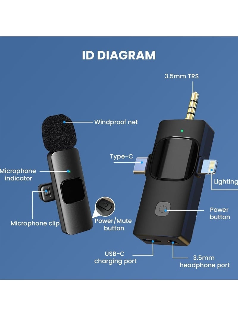 كيلا ميكروفون لاسلكي 3 في 1 - ميكروفون لافالير لاسلكي، توصيل وتشغيل متوافق مع أجهزة Apple وAndroid، مايك للتدوين بالهاتف - المقابلات - ميكروفون للتدوين بالفيديو - مزامنة تلقائية وإلغاء الضوضاء - 2.4 جيجاهرتز - Image 4