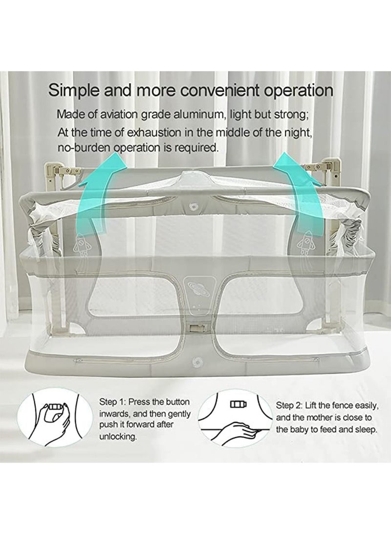 LIMOS Baby Bedside Sleeper 3 in 1 Folding Portable Crib breathable and visible mesh window aluminum alloy - Image 3
