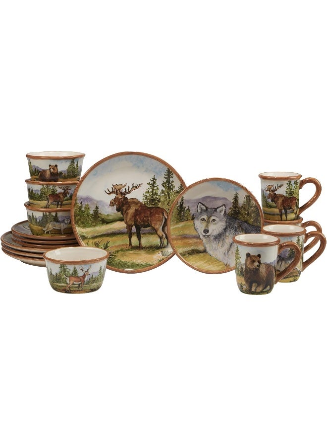Certified International Mountain Summit 16pc Dinnerware Set Service for 4 Multicolor - Image 1