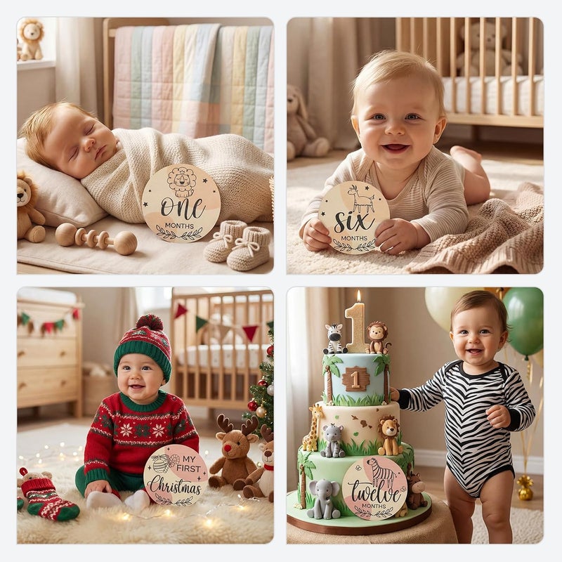 Al Raied ARS® 10 Pack Baby Monthly Milestone Cards - Double Sided Signs for Newborn Photography & Growth Keepsake (Earth Tone) - Image 5