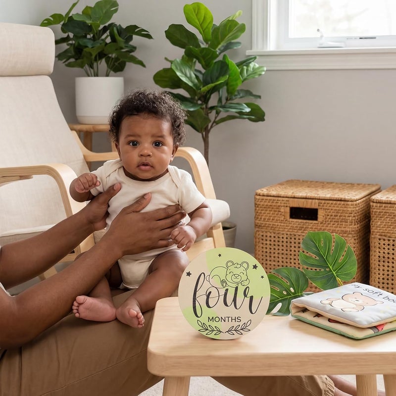 Al Raied ARS® 10 Pack Baby Monthly Milestone Cards - Double Sided Signs for Newborn Photography & Growth Keepsake (Earth Tone) - Image 2