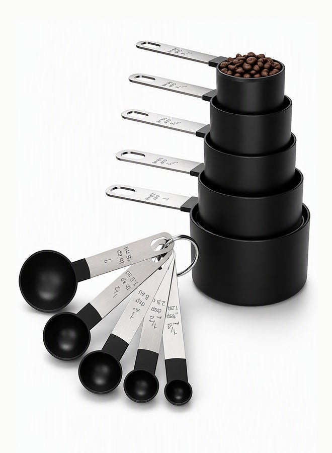 نورثهايك 10 Piece Measuring Cups and Spoon Set, Stackable Kitchen Tools with Stainless Steel Handles, Easy-to-Read Measurement Markings, for Cooking & Baking - Image 1