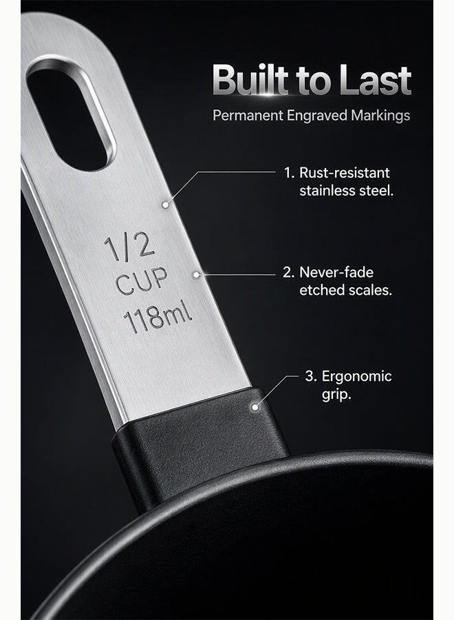 نورثهايك 10 Piece Measuring Cups and Spoon Set, Stackable Kitchen Tools with Stainless Steel Handles, Easy-to-Read Measurement Markings, for Cooking & Baking - Image 5