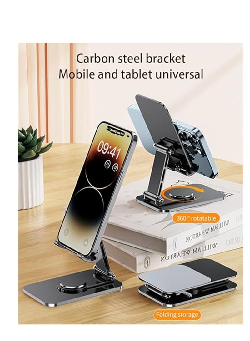 KASTWAVE Foldable Desktop Phone Stand, Angle Adjustable Metal Phone Holder for Desk, Compatible with iPhone 15/14/13/12 Pro Max Plus Mini and all Cell Phones, Pads and Tablets, Grey, 1 Pcs  - Image 4