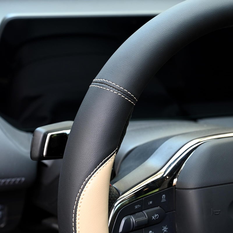 Valleycomfy Microfiber Leather Steering Wheel Covers Universal 15 inch ï¼ˆBeigeï¼‰ - Image 5