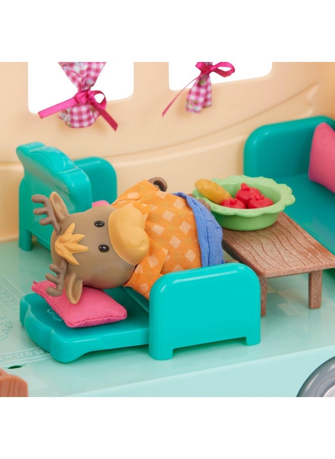 Li'L WOODZEEZ - Li’L Woodzeez - 53 Pcs Happy Camper Playset - Moose Family, Detachable Toy Vehicle & Rv Trailer - Dollhouse Furnitures & Accessories, Pretend Play Gift For Kids Age 3+ - Image 1