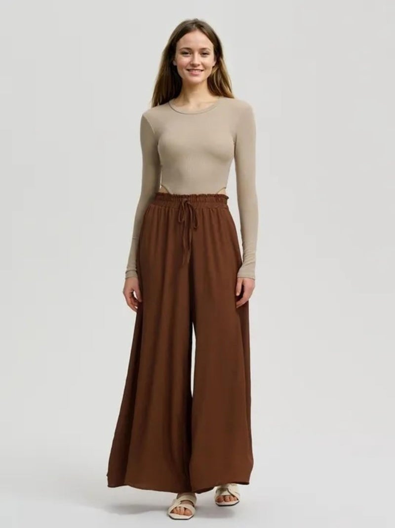 KOTTY Women's Solid Lightweight Boson Brown Pants(Brown,L)-KTTWOMENSPANT674L - Image 5