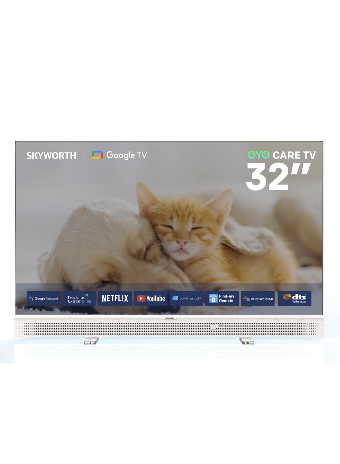 32" FHD Portable Music Smart TV, Google TV, 60Hz, HDR10, DBX-TV Sound, Type-C, 12V Power Bank Support, 3 KG, 2-Year Warranty, 32LP70G White