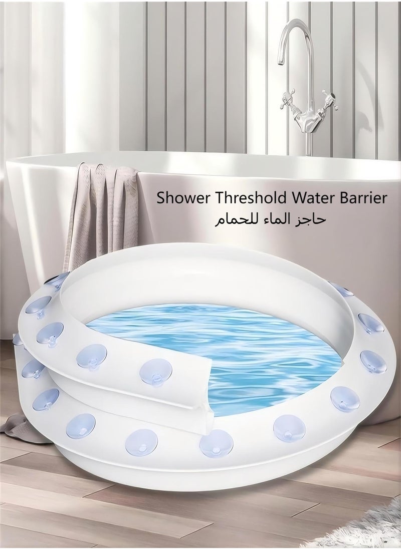 Sharpdo Shower Threshold Water Barrier Bath Shower Dam Barrier Collapsible Bathroom Water Retaining Blocking Strip Guard Stopper Sealing Strip for Shower Stall Wet and Dry Separation for Bathroom  - Image 1