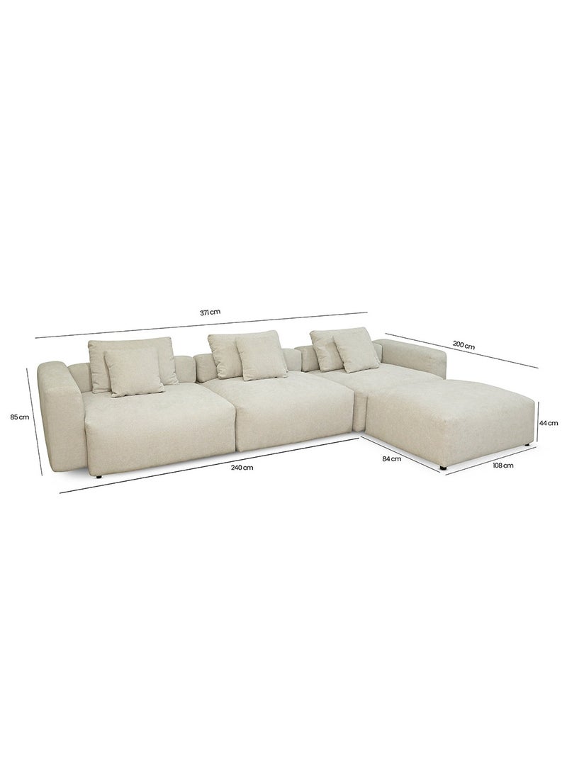 VANITY LIVING VANITY LIVING Viano L-Shape Cloud Sofa – Beige, Modern Upholstered Corner Couch, Plush Comfort Seating for Living Room  - Image 2