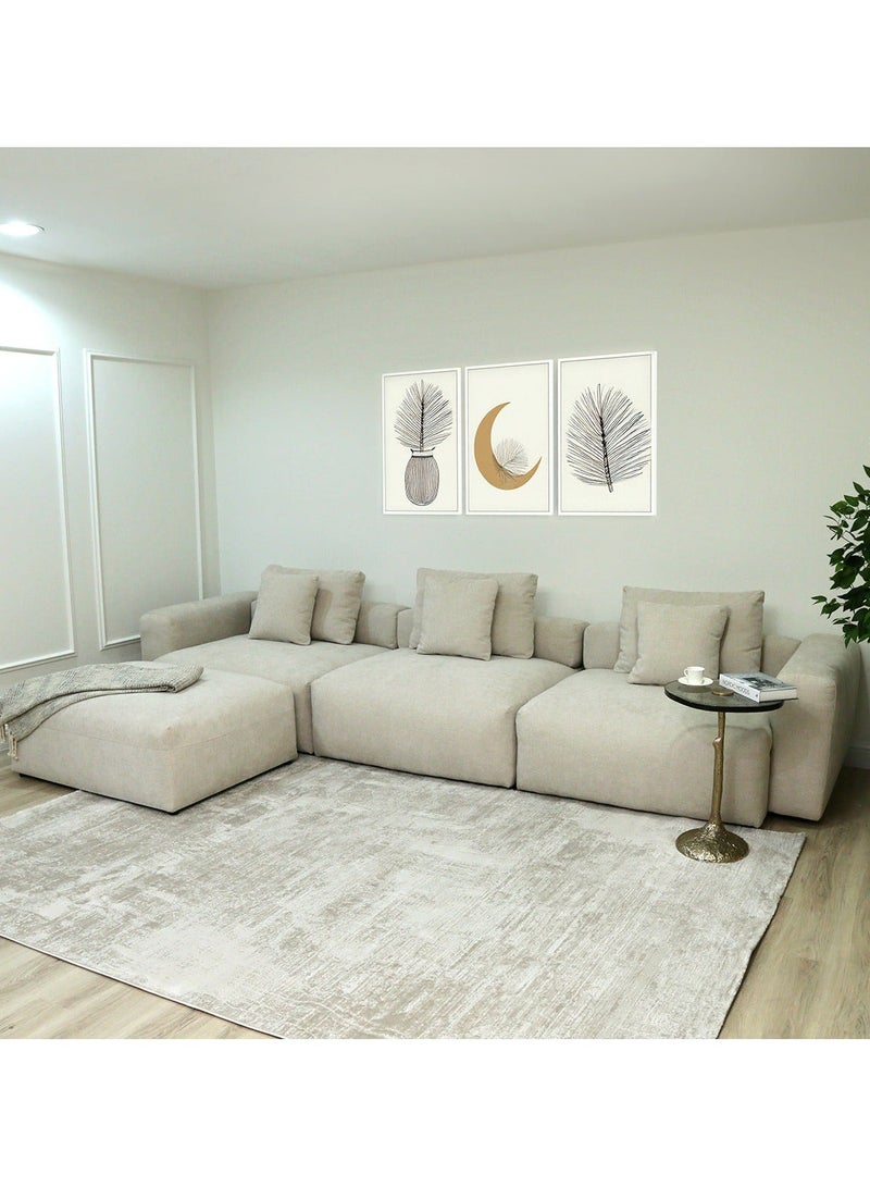 VANITY LIVING Viano L-Shape Cloud Sofa – Beige, Modern Upholstered Corner Couch, Plush Comfort Seating for Living Room - Image 1