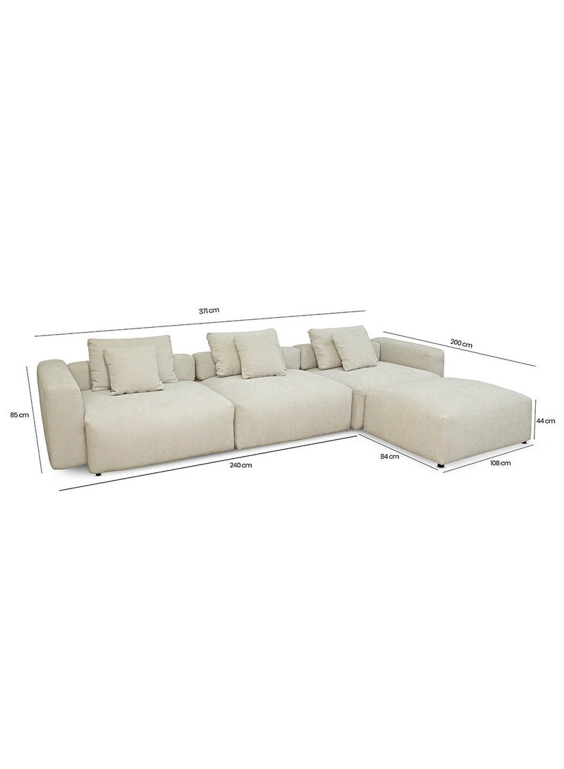 VANITY LIVING Viano L-Shape Cloud Sofa – Beige, Modern Upholstered Corner Couch, Plush Comfort Seating for Living Room - Image 3