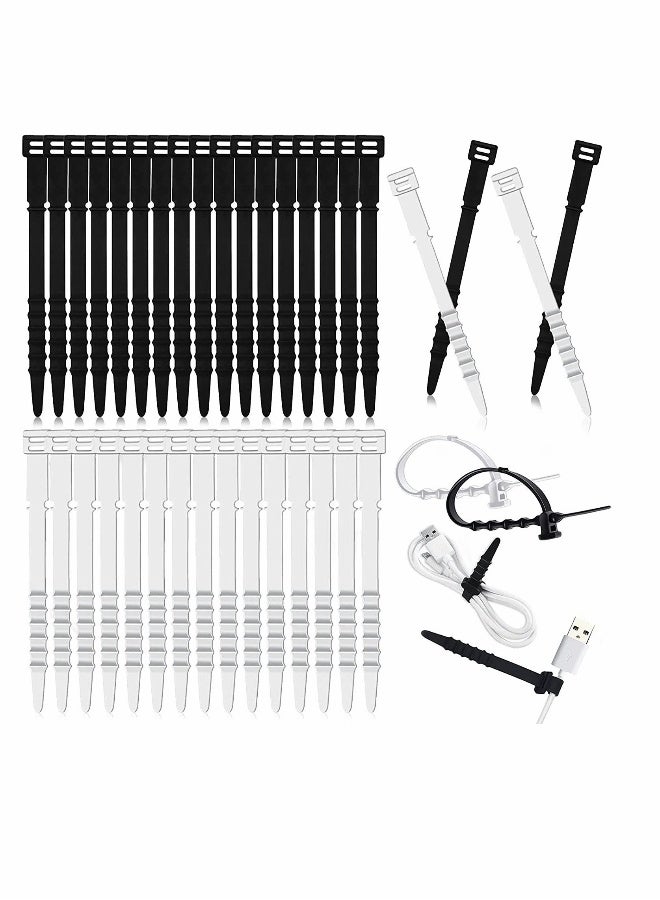 Silicone Cable Ties Reusable 4.5 Inch zip ties Cord Organizer Zip Ties Cable Management Rubber Cable Organizer Tie for Wire, Food Bags, Headphone, Home Office Supplies (100 Pcs)  - Image 1
