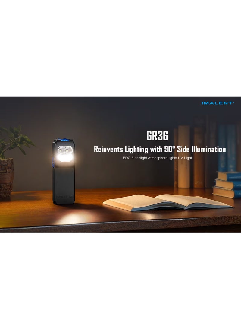 IMALENT IMLENT GR36 2800 Lumen USB-C Rechargeable LED Clip Flashlight, 3-in-1 with Cool White, Warm Light & UV, EDC Mini Magnetic Base Torch Waterproof for Running - Image 5