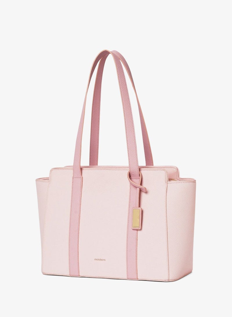 Mokobara Sunflower Tote Bag | Fits 14-inch Laptop | Premium Vegan Leather | Water-Resistant | Multiple Compartments & Luggage Sleeve | For Work & Daily Use | Pink - Image 1