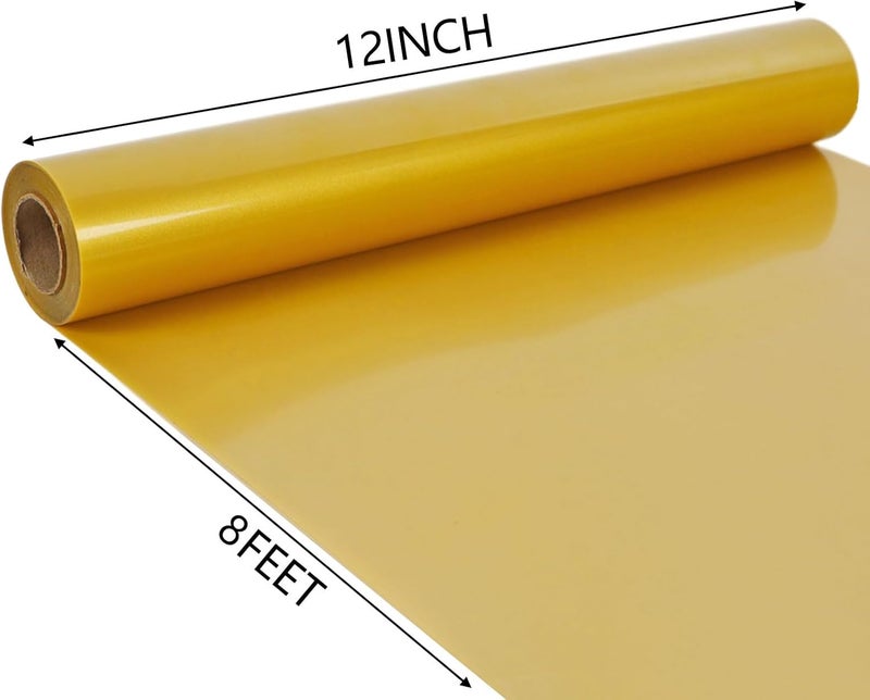 TUMIYA Iron-On Golden Vinyl Rolls - 12" x 8ft Glossy HTV Vinyl for T-Shirts - Image 2