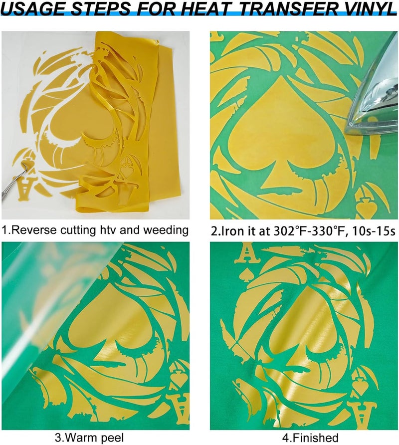 TUMIYA Iron-On Golden Vinyl Rolls - 12" x 8ft Glossy HTV Vinyl for T-Shirts - Image 5