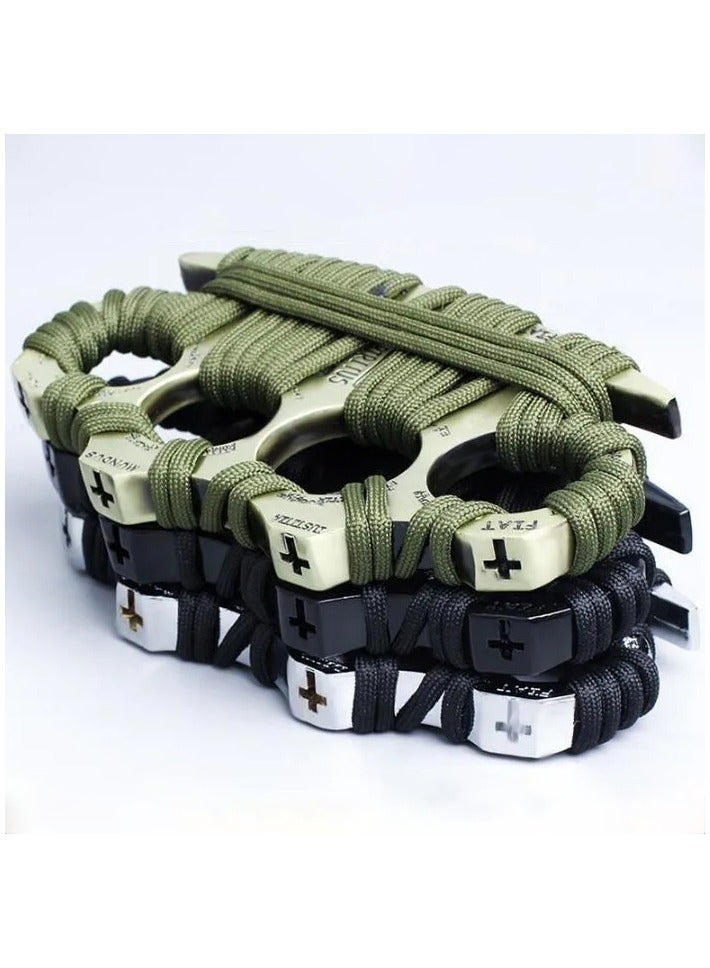 MileMelo 1 Pair Thickened and Widened Metal Knuckles Duster Finger Tiger Safety Self Defense Bracelet EDC Tool 4 Fingers Ring Black - Image 4
